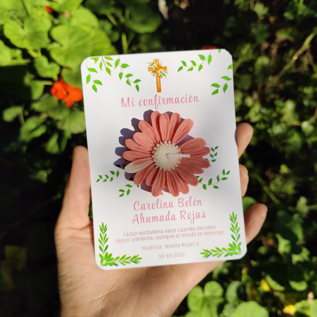 Flor | vela de soja + tarjeta