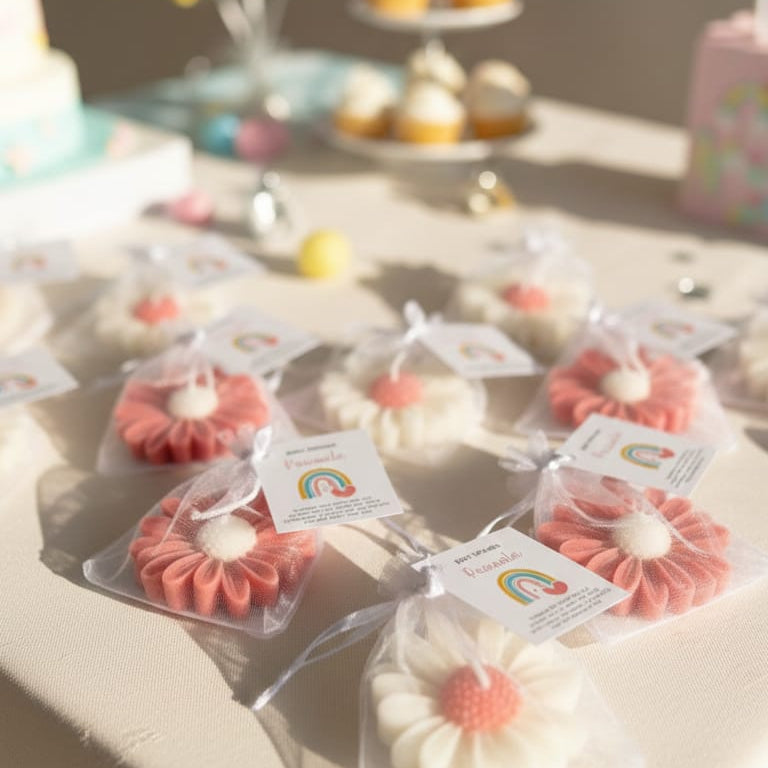 Flor | vela de soja + bolsa organza + etiqueta